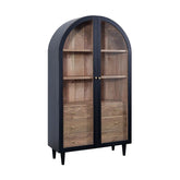 Iconic Designer Wooden 2 Door Glass Cabinet - Pendle Village Furniture